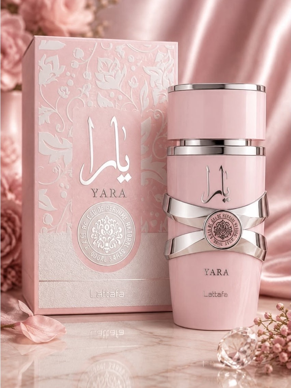 Yara Pink Floral Perfume Bottle